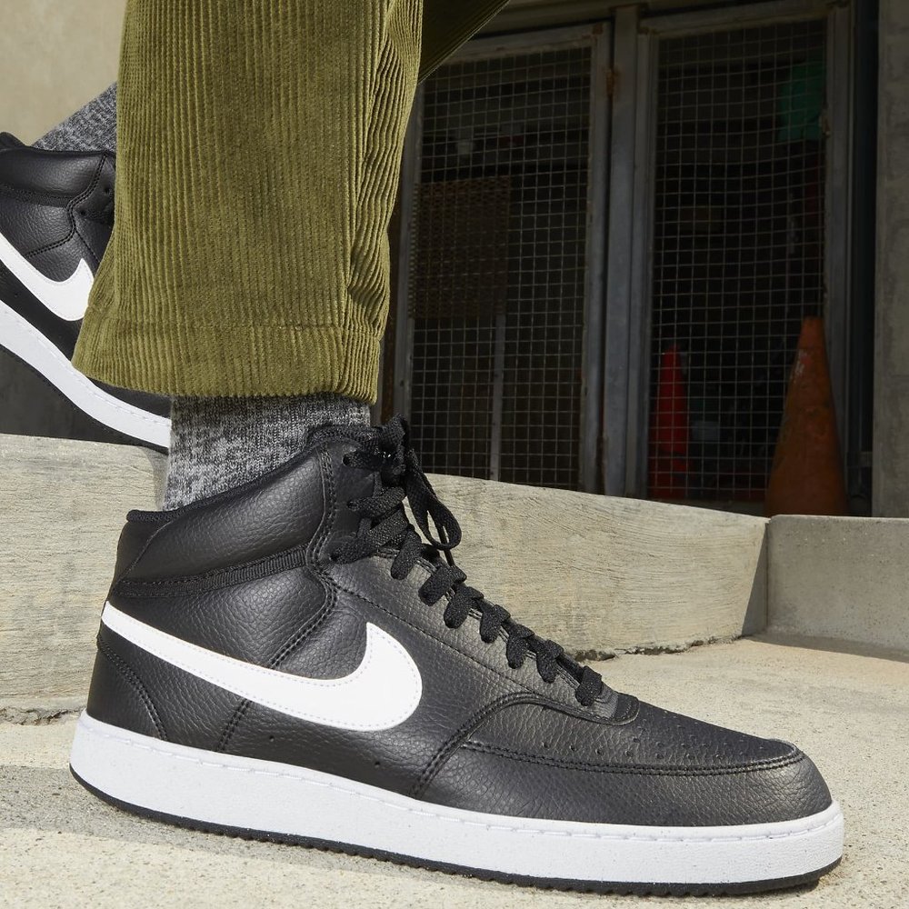 (NEW/NEVER WORN) Nike Court Vision Mid Next Nature (Black/Black/White) Sz. 9